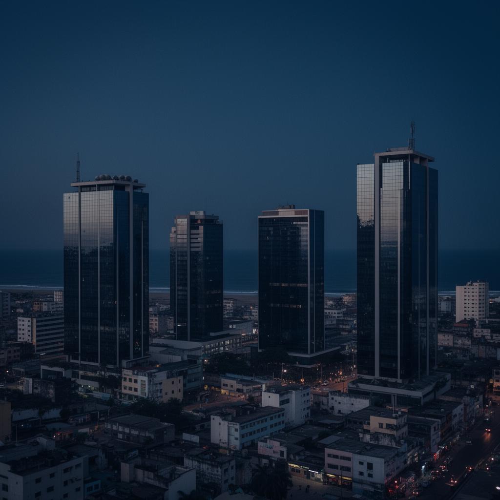 Skyline de Luanda ao crepúsculo