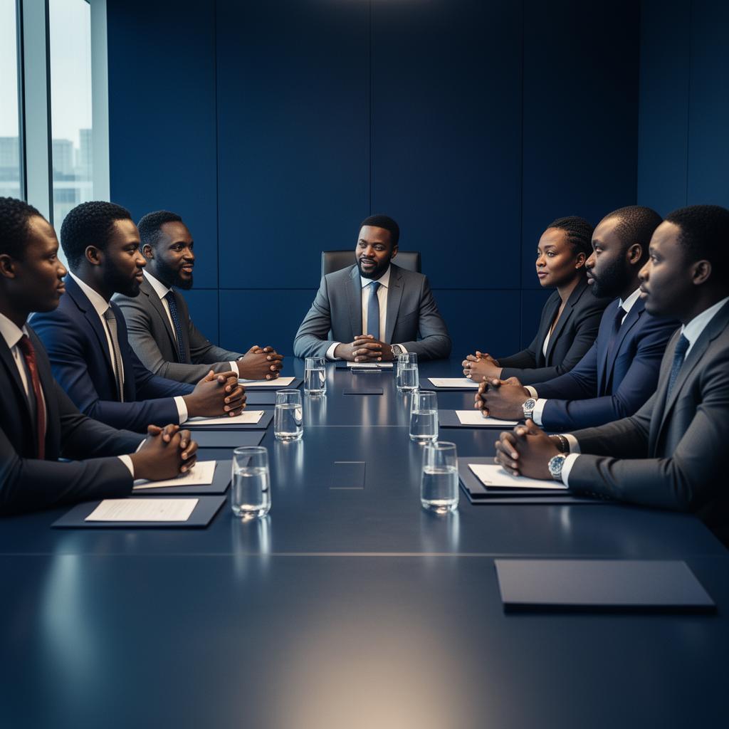 Reunião executiva em sala de conselho